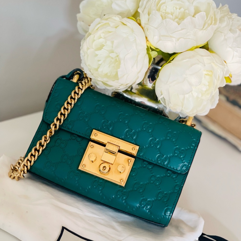 Gucci Teal Leather Shoulder Bag